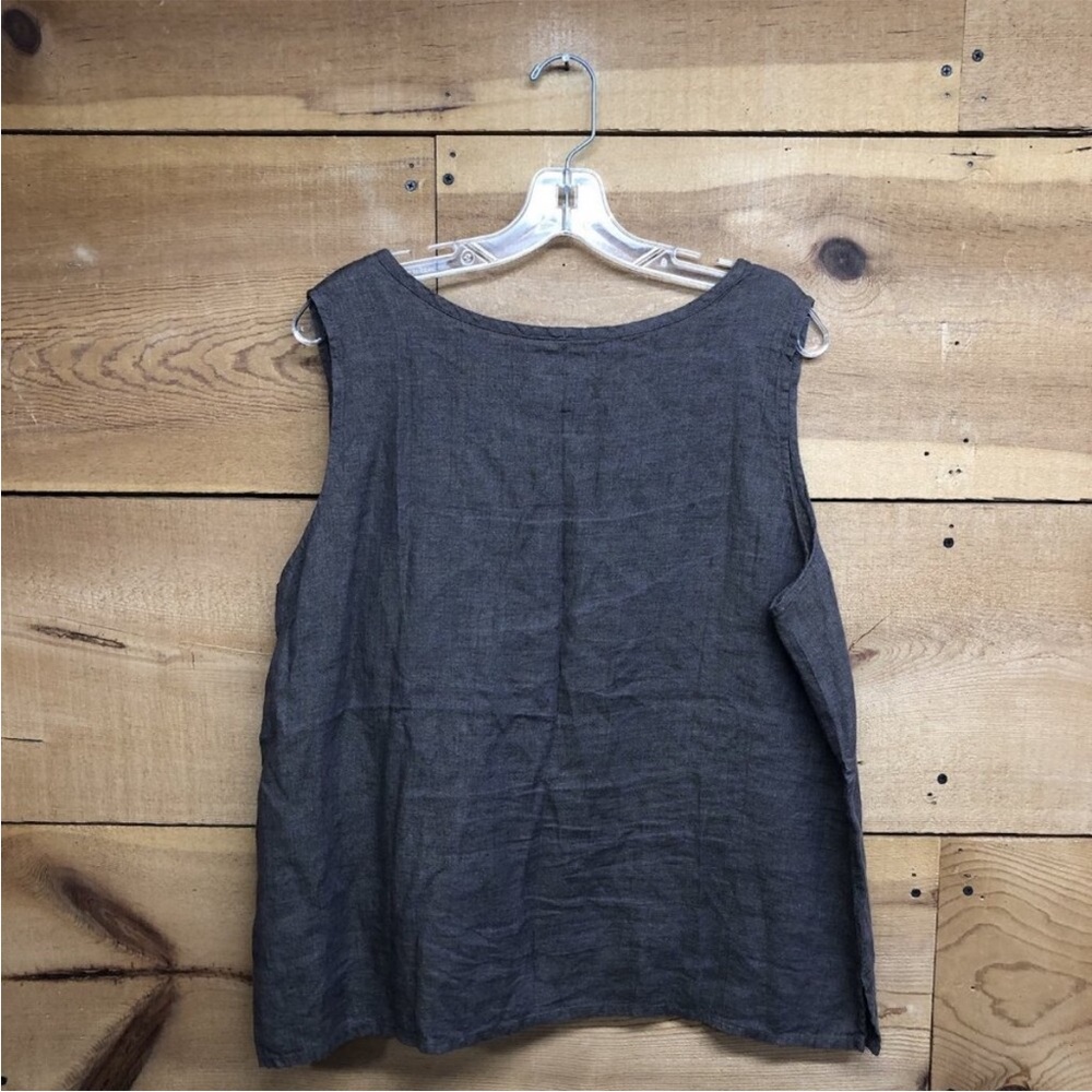 Flax Women's Dark Brown Tank Top 100% linen - Picture 3 of 3
